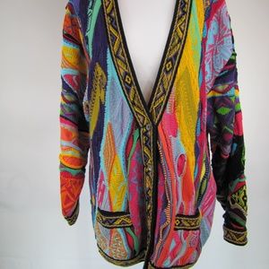 Women Coogi Size Medium Patchwork Cardigan Sweater